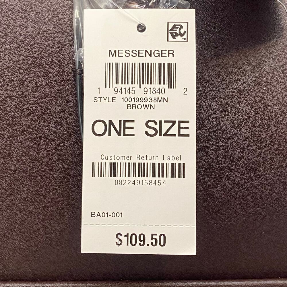 Alfani Messenger Bag Adjustable Cross Body Strap Faux Leather Brown NEW - Picture 6 of 8